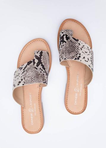 Chinese Laundry Gemmy Snake Print Toe Loop Slide